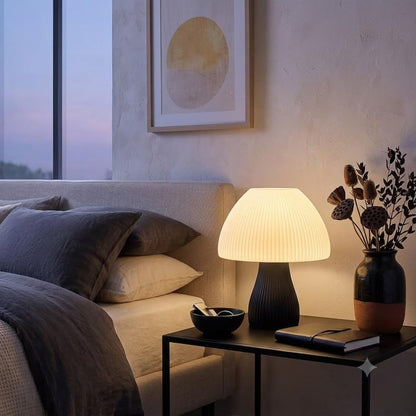 Ribbed Textured Plug-in Bedside LED Table Lamp